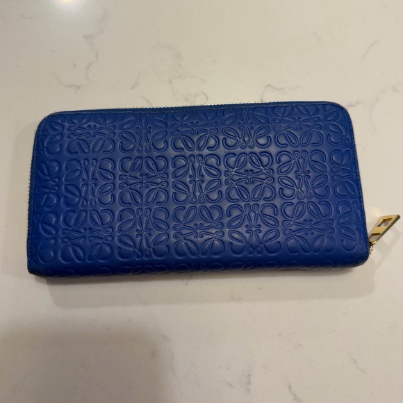 Loewe Anagram Blue Leather Long Wallet
